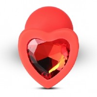 Anal Plug 3 pc Set w/ Red Heart Jewels Silicone 